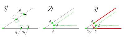 Как построить сопряжение двух параллельных прямых